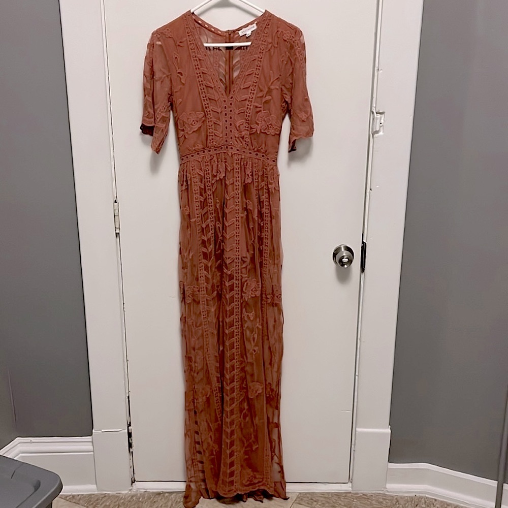Socialite sheer lace romper maxi